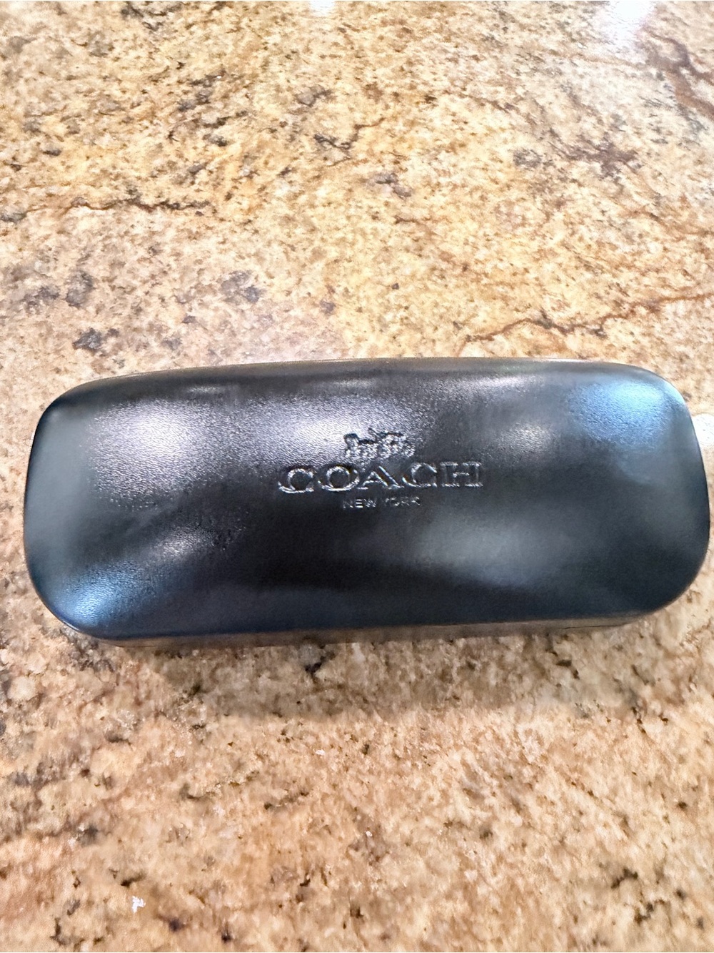 Coach Black Leather Glasses Case with Embossed Logo
